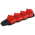 KX-4e-RED-IP44  Колодка ЭРА KX-4e-RED-IP44 каучуковая с заземлением 4 розетки 16A IP44 красная