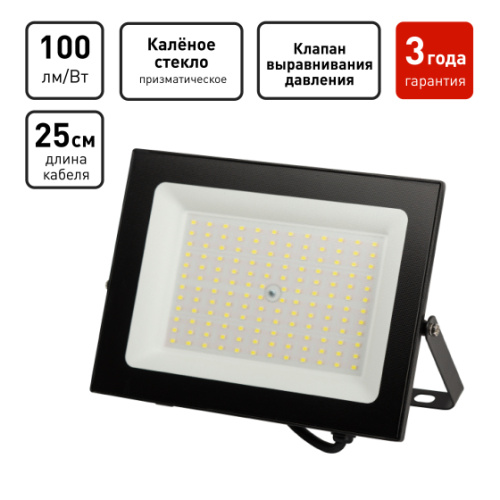Прожектор светодиодный уличный ЭРА PRO LPR-062-0-65K-100 100Вт 10000лм 6500К IP65 призма