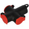 KB-3e-R-IP44  Колодка ЭРА KB-3e-R-IP44 с заземлением 3 розетки 16A IP44 красная
