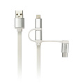Дата-кабель Smartbuy USB - 3 в 1 Micro+Type-C+8 pin, длина 1 м, белый (iK-312 white)