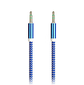 AUX кабель 3.5-3.5 мм (M-M), 1 м, синий, нейлоновая оплетка, (A-35-35 blue)/100