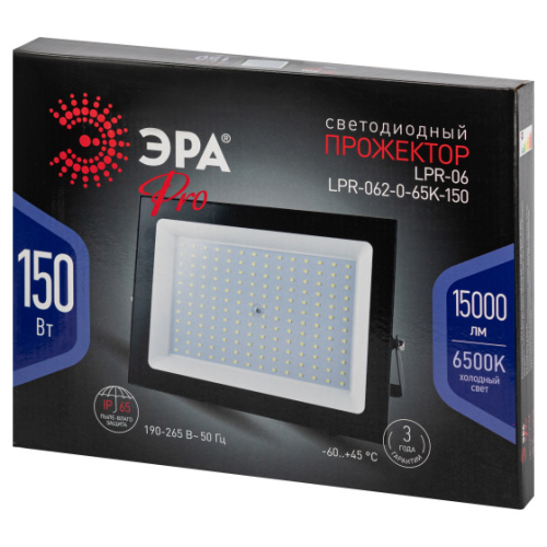 Прожектор светодиодный уличный ЭРА PRO LPR-062-0-65K-150 150Вт 6500К 15000лм IP65 призма фото 7