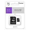 micro SDHC карта памяти Smartbuy 032 ГБ для видеонаблюдения U1/V10, с адаптером SD
