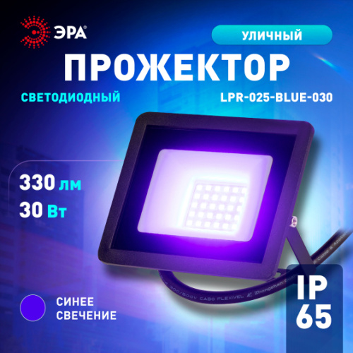 Прожектор светодиодный уличный ЭРА LPR-025-BLUE-030 30Вт синее свечение 330лм IP65 фото 8