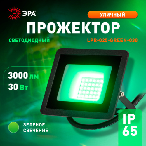 Прожектор светодиодный уличный ЭРА LPR-025-GREEN-030 30Вт зеленое свечение 3000лм IP65 фото 9