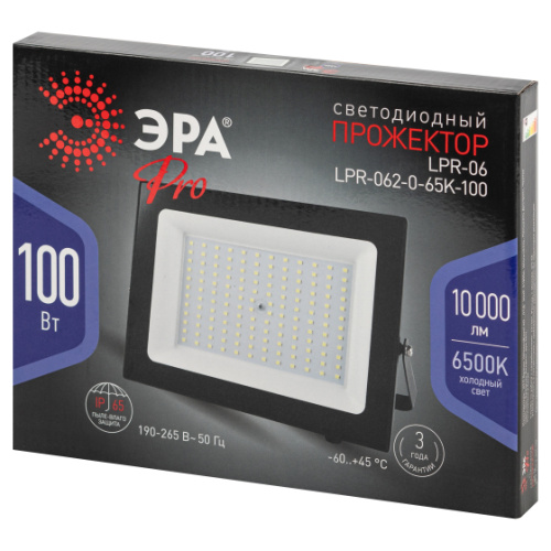 Прожектор светодиодный уличный ЭРА PRO LPR-062-0-65K-100 100Вт 10000лм 6500К IP65 призма фото 12