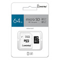 micro SDXC карта памяти Smartbuy 064 ГБ серия Advanced U3/V30/A1; до 90/55 МБ/с, с адаптером SD