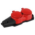 KX-2e-RED-IP44  Колодка ЭРА KX-2e-RED-IP44 каучуковая с заземлением 2 розетки 16A IP44 красная