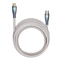Кабель для зарядки и передачи, прозрачн.наконечники TYPE C - LIGHTNING серый,3А,нейл.,1 м, Smartbuy (IK-12-PDTRANSP-GRAY)