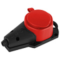 KX-1e-RED-IP44  Колодка ЭРА KX-1e-RED-IP44 каучуковая с заземлением 1 розетка 16A IP44 красная