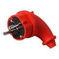 Вилка угловая каучуковая 230В, 2P+PE, 16A, IP44, красная (SBE-16-P09-Rr)