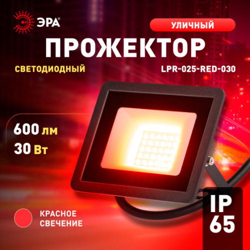 Прожектор светодиодный уличный ЭРА LPR-025-RED-030 30Вт красное свечение 600лм IP65 фото 8